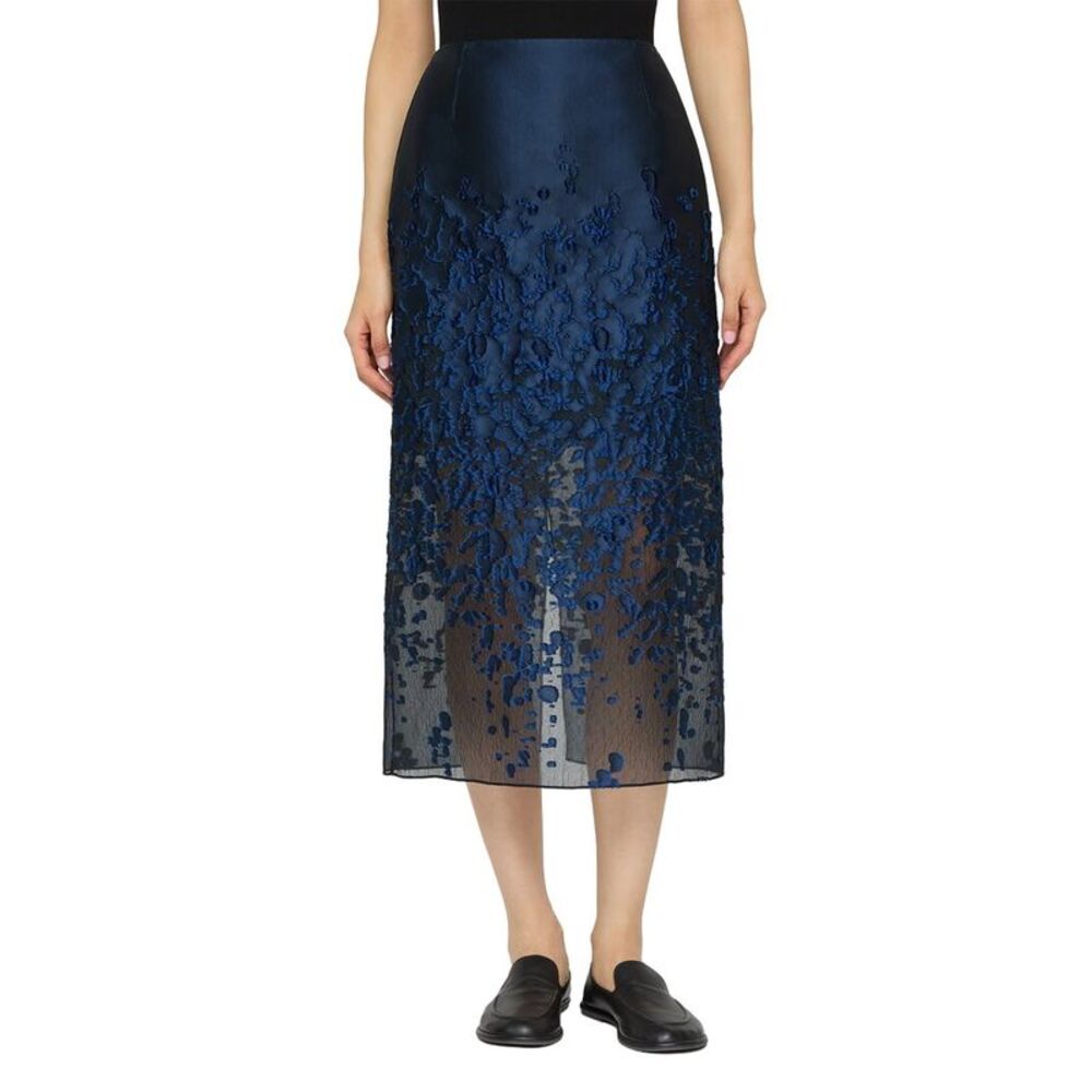 Lafayette 148 New York Womens Straight Midi Skirt, Blue